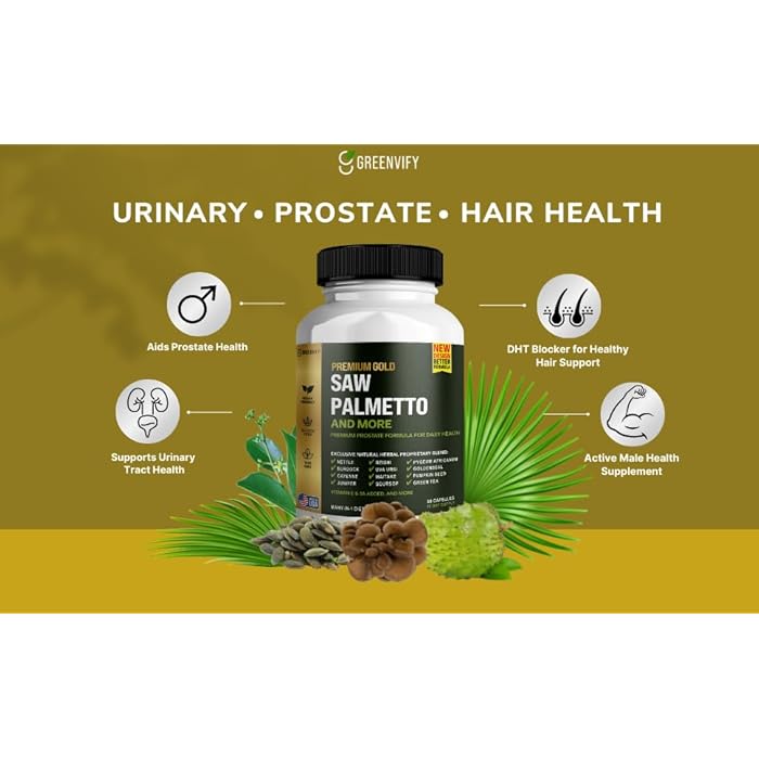 GREENVIFY Saw Palmetto for Men Prostate Supplement | Prostate Support Supplement for Men's Health | Potent Saw Palmetto for DHT, Urinary and Prostate Health (60, Men) - Image 4