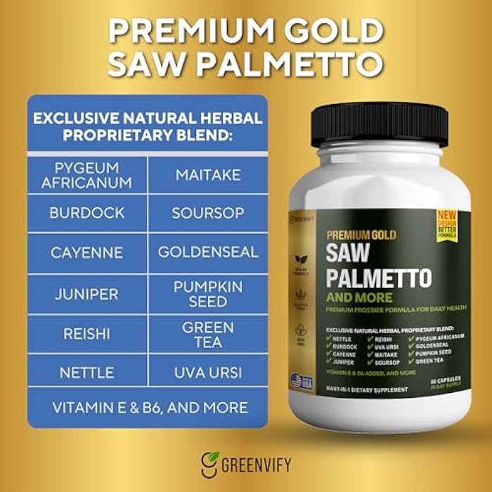 GREENVIFY Saw Palmetto for Men Prostate Supplement | Prostate Support Supplement for Men's Health | Potent Saw Palmetto for DHT, Urinary and Prostate Health (60, Men) - Image 2