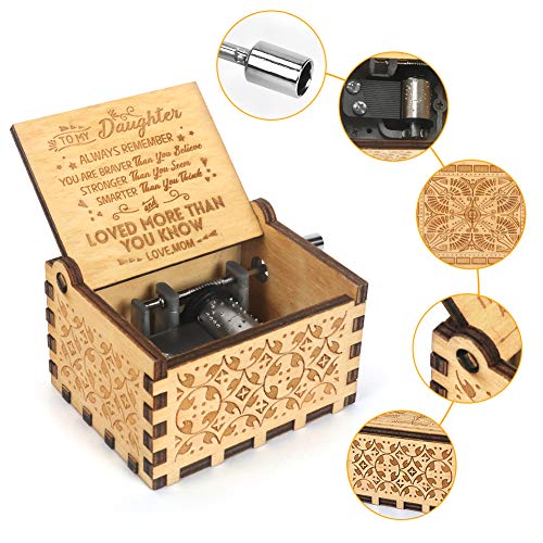 BOOB Music Box Hand Crank cute Musical Box You are My Sunshine Antique Vintage Gift for Daughter from Mom(You are Stronger Than You Seem) on birthday Christmas Valentine's Day Mother's Day - Image 2