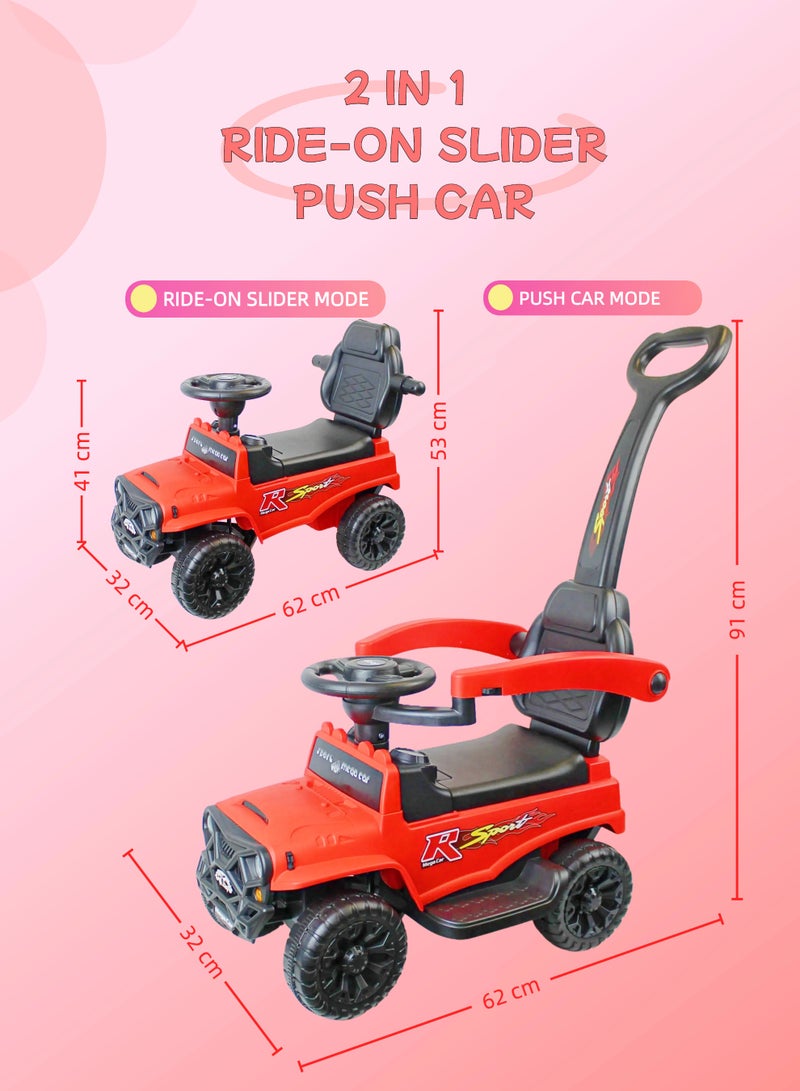 EASY FUTURE Push Handle Ride on Baby Car for Kids 1-6 Years 2 in 1 Push Car & Ride on Car with Music & Horn Button - Image 3