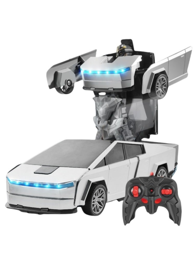 RAKAY 2in1 Transform Car Robot with Lights, Independent 2.4G Robot Deformation Car Model Toy for Children, Transforming Robot Remote Control Car with One Button Transformation & 360 Speed Drifting 1:18 Scale - Image 1