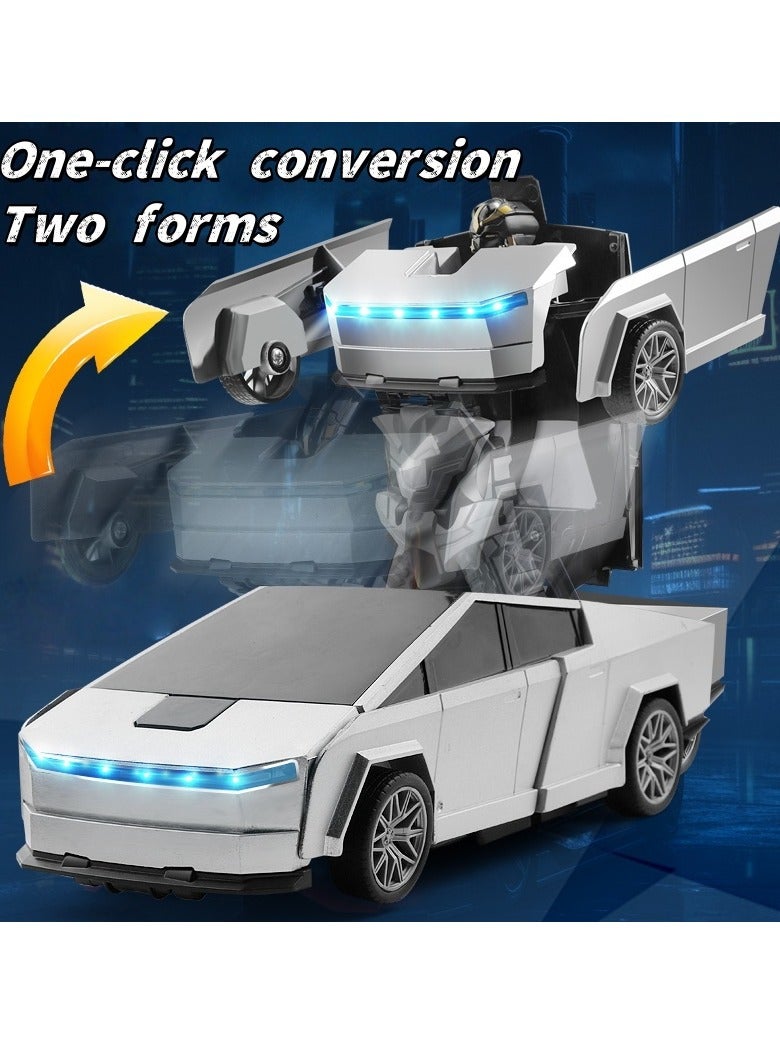 RAKAY 2in1 Transform Car Robot with Lights, Independent 2.4G Robot Deformation Car Model Toy for Children, Transforming Robot Remote Control Car with One Button Transformation & 360 Speed Drifting 1:18 Scale - Image 2