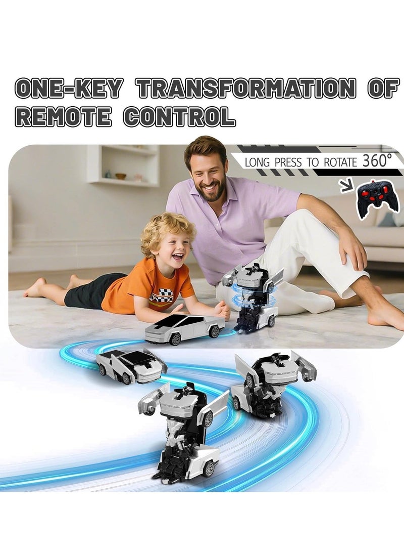 RAKAY 2in1 Transform Car Robot with Lights, Independent 2.4G Robot Deformation Car Model Toy for Children, Transforming Robot Remote Control Car with One Button Transformation & 360 Speed Drifting 1:18 Scale - Image 2