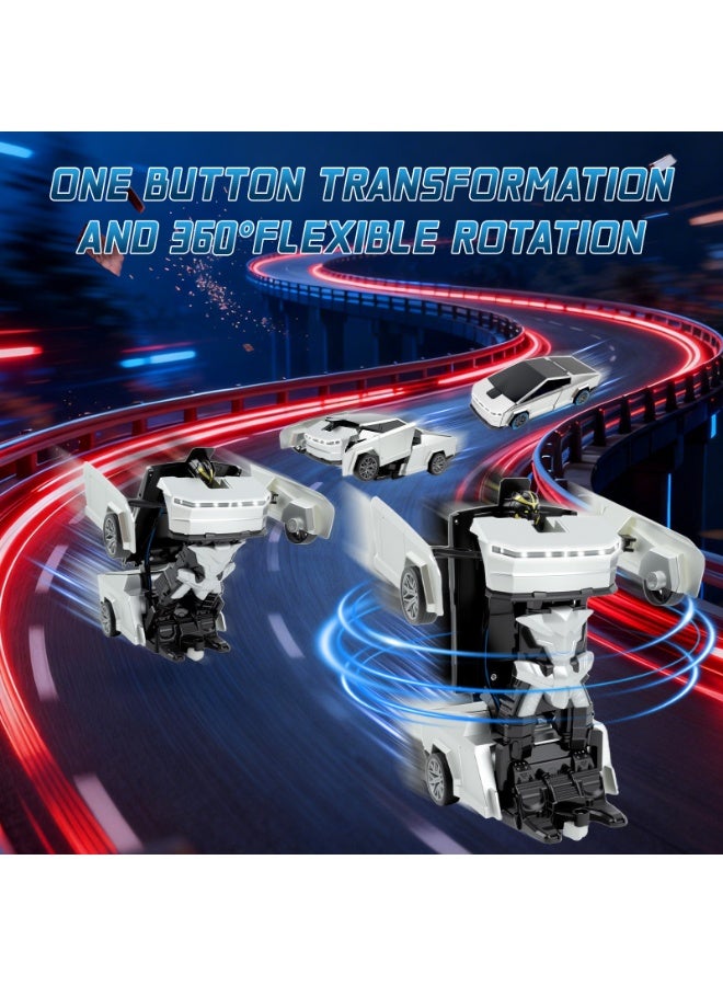 RAKAY Tesla Remote Control Cyber Truck Toy for Boys, 2.4GHz RC Transform Pickup Cars Robot Toy, 1:18 Scale One-Button Deformation 360°Rotation with Lights, Gifts for Boys Age 3 4 5 6 7 8 9 10 11 12 - Image 2