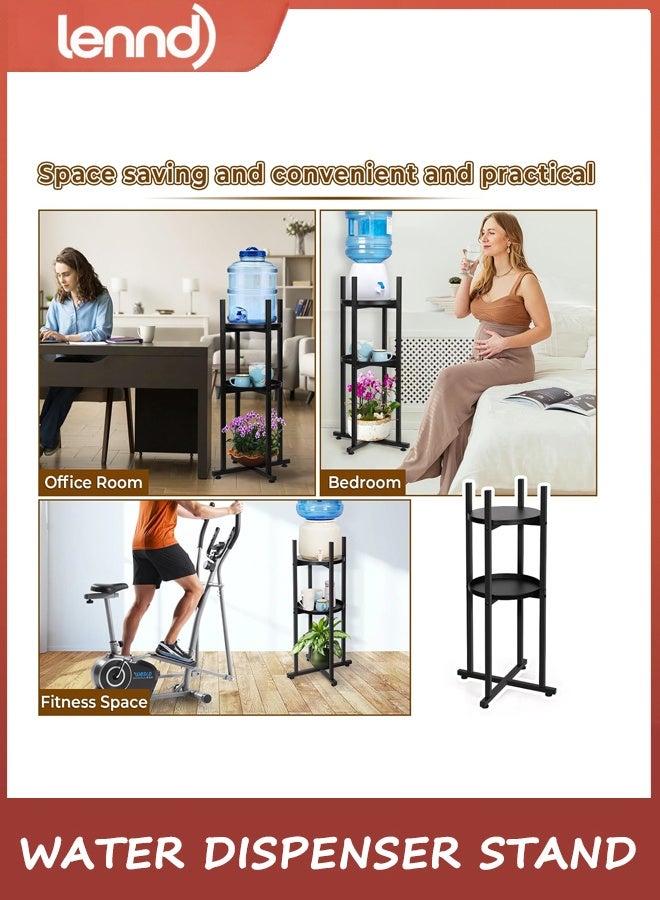 لينند حامل موزع المياه حامل إبريق الماء سعة 25 لترًا حامل مياه قوي (ارتفاع 84 سم - عرض 29 سم) حامل إبريق الماء مع رفين دائريين لزجاجات المياه/الأواني الفخارية سعة 25 لترًا وإبريق الماء وحامل النباتات - Image 3