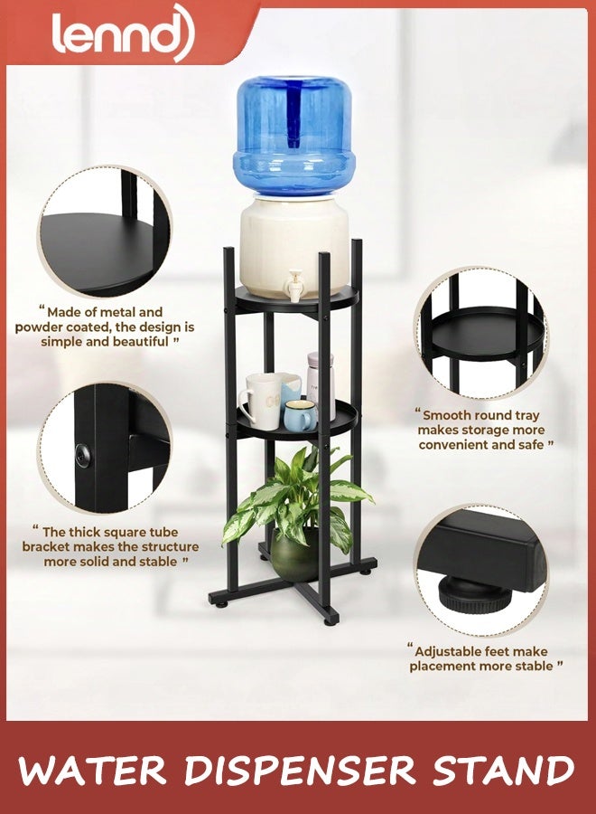 لينند حامل موزع المياه حامل إبريق الماء سعة 25 لترًا حامل مياه قوي (ارتفاع 84 سم - عرض 29 سم) حامل إبريق الماء مع رفين دائريين لزجاجات المياه/الأواني الفخارية سعة 25 لترًا وإبريق الماء وحامل النباتات - Image 2