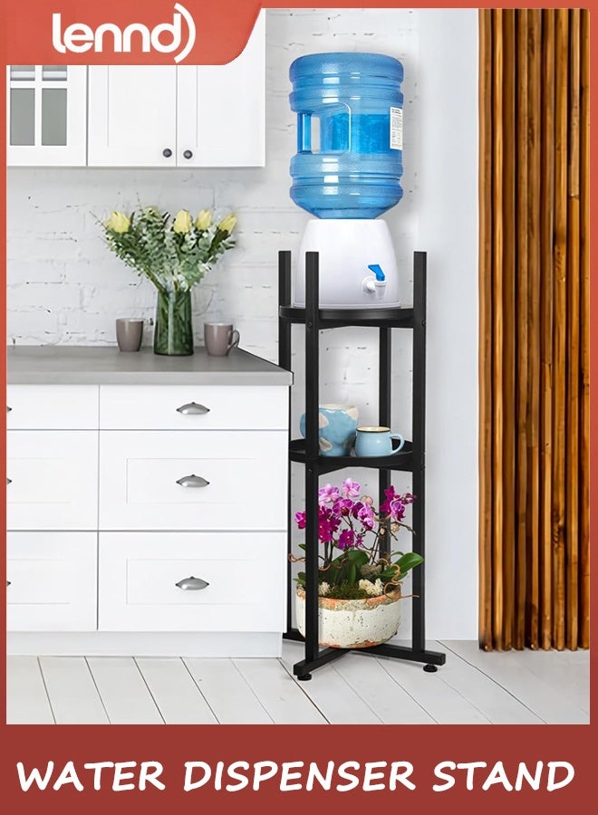 لينند حامل موزع المياه حامل إبريق الماء سعة 25 لترًا حامل مياه قوي (ارتفاع 84 سم - عرض 29 سم) حامل إبريق الماء مع رفين دائريين لزجاجات المياه/الأواني الفخارية سعة 25 لترًا وإبريق الماء وحامل النباتات - Image 4