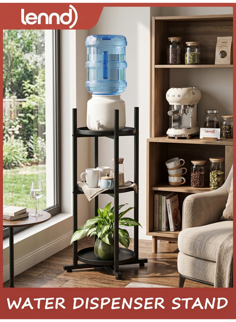 LENND Water Dispenser Stand 25L Water Jug Stand Sturdy Water Stand(84CM Hight-29CM Wide) Water Jug Stand with 2 Round Shelfs for 1-25L Water Bottles/Crocks, Water Jug and Plant Stand - Image 5