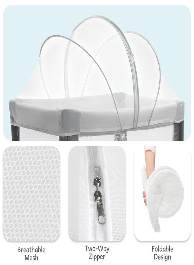 BEBONO Mosquito Net for Pack N Play, Keep Cats Out, Netting Cover with 2-Way Zipper for Playpen, Foldable with Storage Bag, White - Image 4