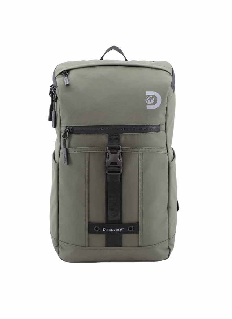 Discovery Discovery SHIELD RPET Polyester Top Zip Open Laptop Backpack Khaki with Tablet Compartment, Casual Backpack 30L Large Capacity Laptop Bag Water-Resistant,Multi-pocket School Travel Business Bag