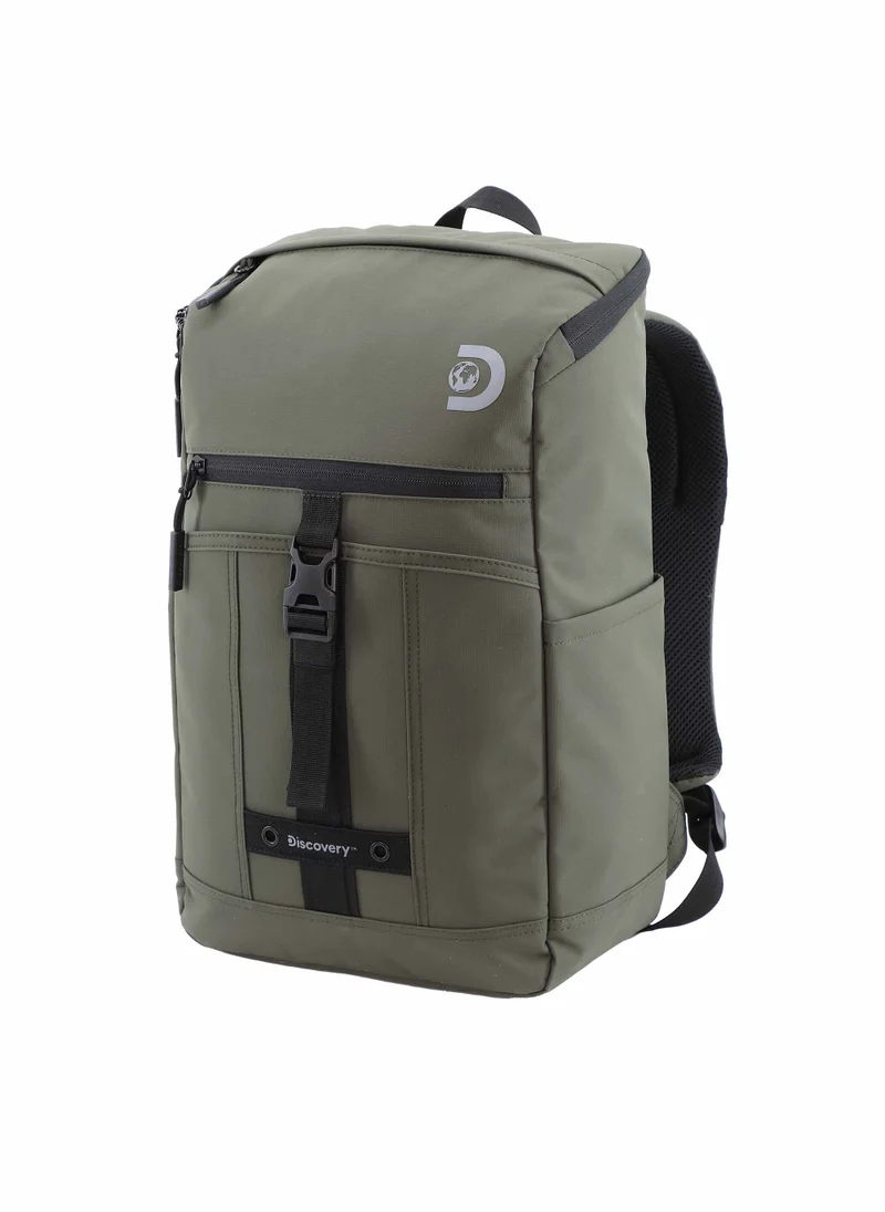 Discovery Discovery SHIELD RPET Polyester Top Zip Open Laptop Backpack Khaki with Tablet Compartment, Casual Backpack 30L Large Capacity Laptop Bag Water-Resistant,Multi-pocket School Travel Business Bag