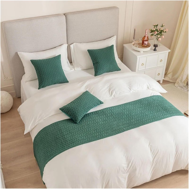 Bed Runner Hotel Bedroom Decor Runners Solid Color Bed Tail Towel Pillowcase Home Bed Flag(Blackish Green,30x50 Pillowcase 2pc) - Image 1