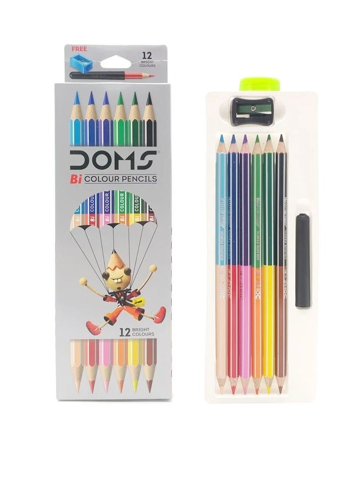 DOMS مجموعة أقلام رصاص ثنائية الألوان مكونة من 6 قطع و12 لونًا