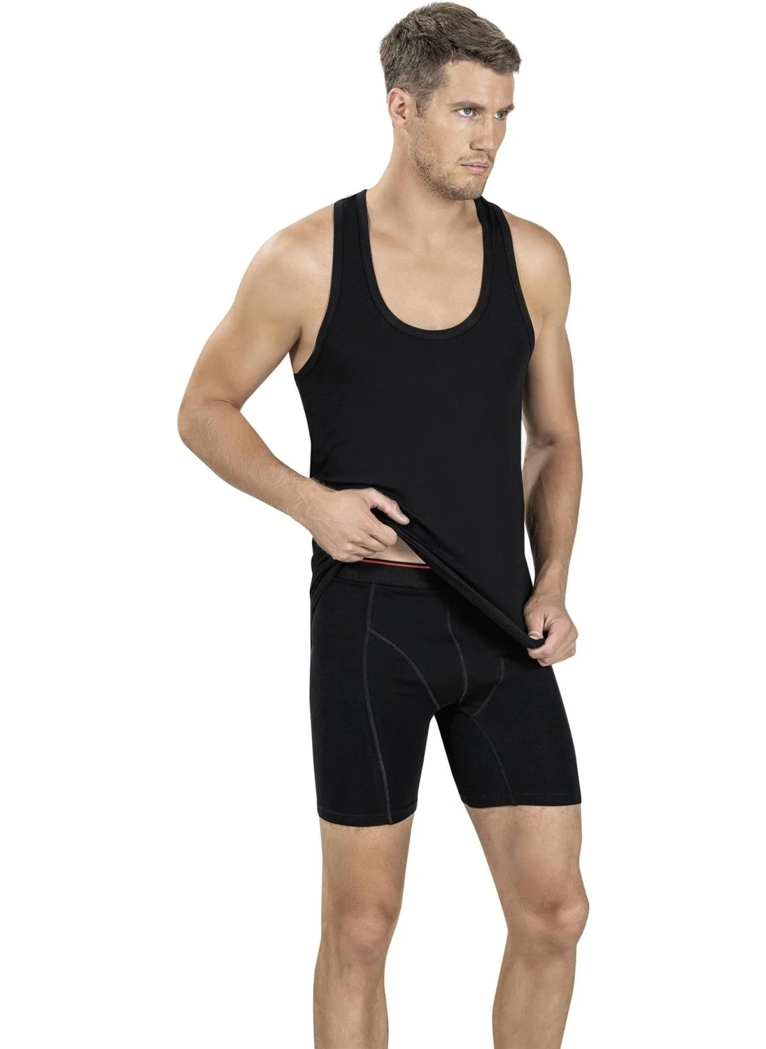 Jiber Men's Cotton Lycra Classic Suspender Undershirt 147 - 6 Pieces