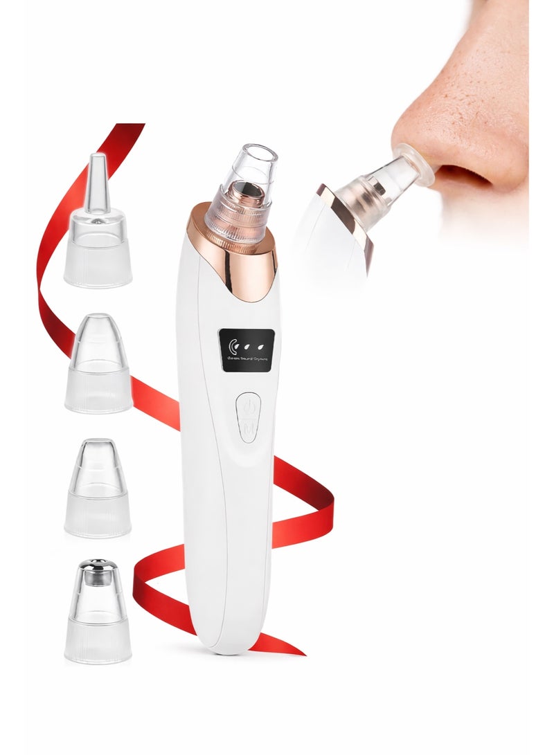 Electric Blackhead Remover Vacuum Pore Cleaner with 4 Suction Heads – Facial Deep Pore Cleansing Tool for Blackheads, Acne and Dead Skin
