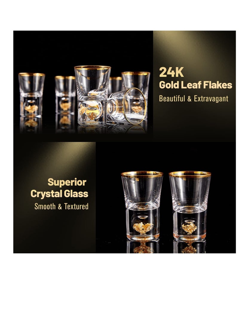 Crystal Shot Glass Set with 24K Gold Leaf Flakes, 0.5 oz BPA-Free and Lead-Free, Ideal for Home Décor and Gift Giving, 3 Pieces  - Image 4
