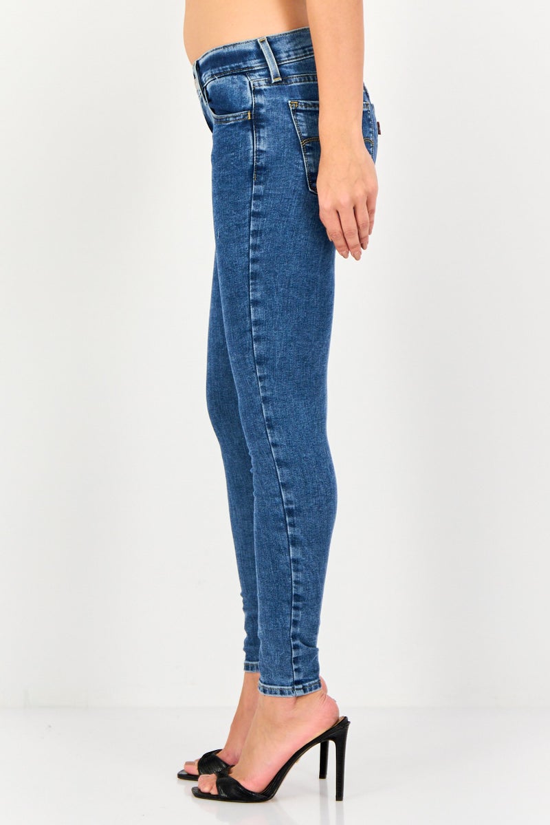 Levi's Women Skinny Fit Washed Stretchable Jeans, Blue - Image 3