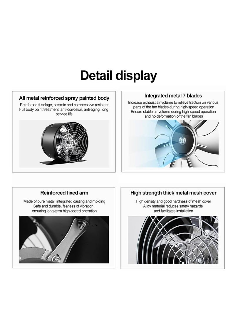Cool Baby Exhaust Fan, Low Noise Inline Duct Booster Exhaust Fan with Base, 10 Inch Exhaust Fan Extractor Ventilator for Home Kitchen Bathroom Warehouse Restaurant Garage Ventilation (10inch with Base)  - Image 3