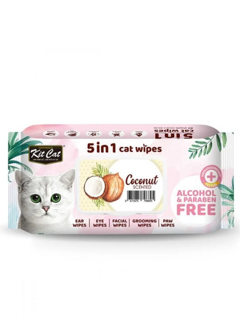 Kit Cat Scented Wipes 1-5 – Coconut Fragrance, 80 Sheets - Image 2