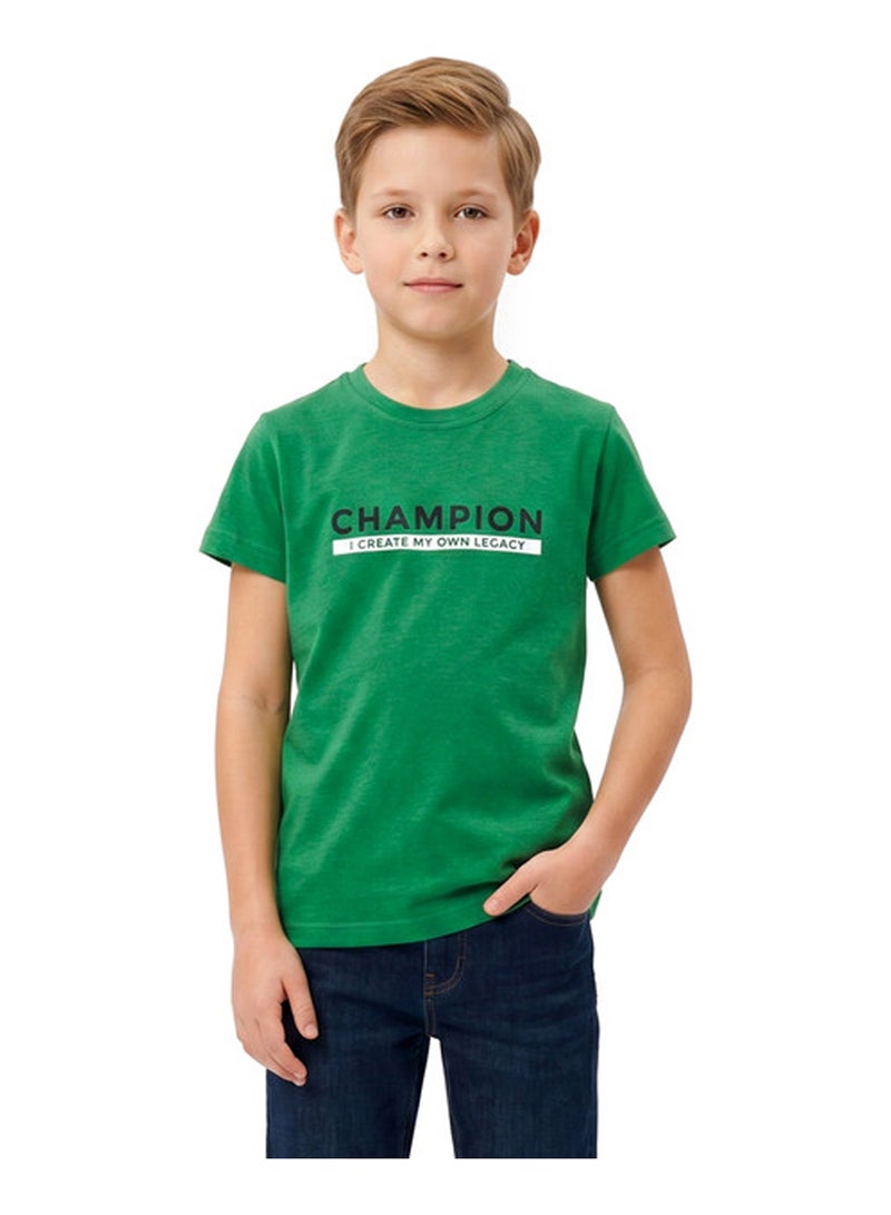 Andora Regular Fit Printed Boys T-Shirt - Green - Image 1