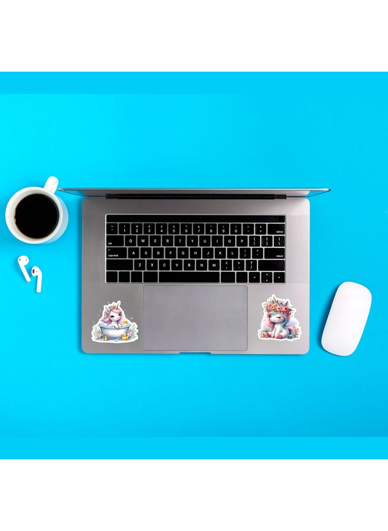 D2c D2C Unicorn Sticker Pack of 63 Glitter Finish Stickers Pastel Unicorns and Rainbows for Kids Teens Scrapbooks Water Bottles Laptops DIY Crafts  - Image 4