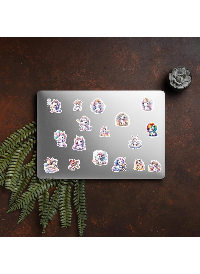 D2c D2C Unicorn Sticker Pack of 63 Glitter Finish Stickers Pastel Unicorns and Rainbows for Kids Teens Scrapbooks Water Bottles Laptops DIY Crafts  - Image 2