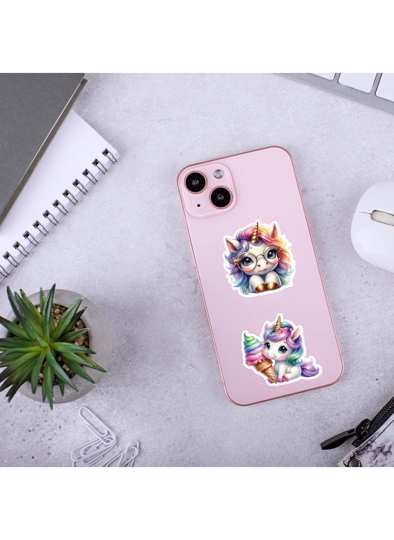 D2c D2C Unicorn Sticker Pack of 63 Glitter Finish Stickers Pastel Unicorns and Rainbows for Kids Teens Scrapbooks Water Bottles Laptops DIY Crafts  - Image 3