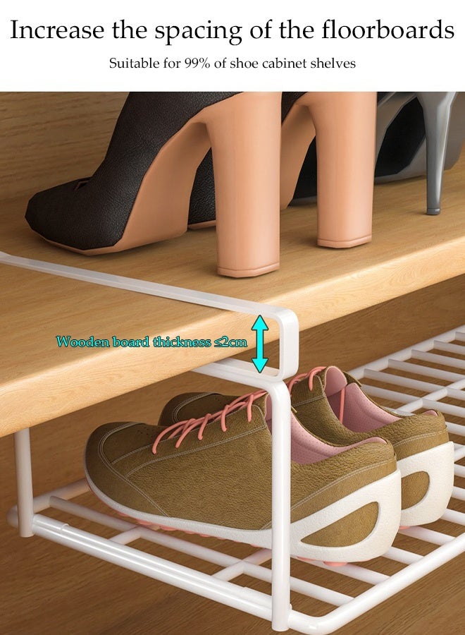 DUNISO رف أحذية للخزانة، منظم أحذية، رف تخزين أحذية من الصلب الكربوني، رف أحذية معلق موفر للمساحة، عبوة 2 (أبيض) - Image 4