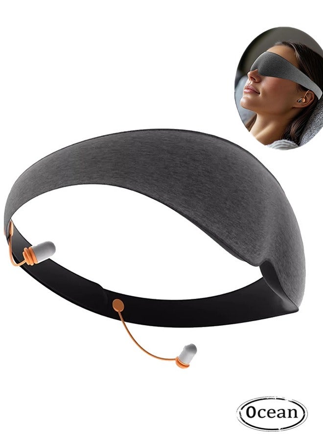 Ocean 2-In-1 Sleep Eye Mask with Soundproof Earplugs for Sleeping, 3D Sleep Mask Blackout Zero Eye Pressure, Light Blocking Sleeping Mask for Women Men, Night Blindfold Eye Cover for Travel - Image 1