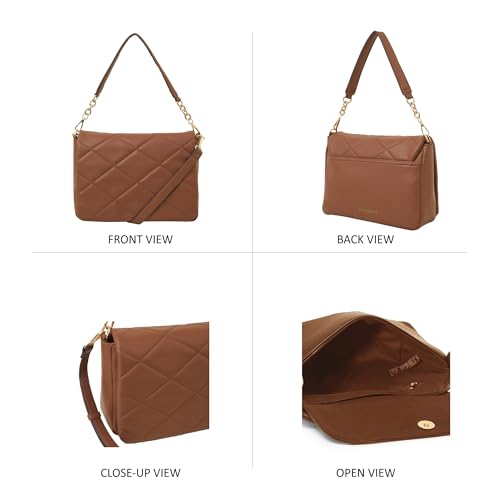 Accessorize London Women's Brown Large Quilted Sling Bag - Image 5