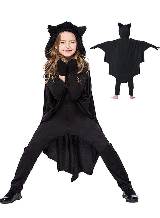GoldenLike Bat Costumes for Boys Girls,Kids Halloween Costumes,Children Cosplay Bat Cape Costumes Set,Vampire Bat Jumpsuit Costume with Wing and Gloves Size S for 105-115cm Boys Girls - Image 1