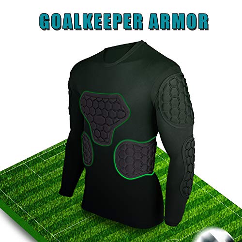 Shinestone Adult Men's Goalkeeper Armor BodyShield Padded Compression Long Sleeves Shirt with Sponge Protector for Football Baseball(Shirt-02,Large) - Image 3