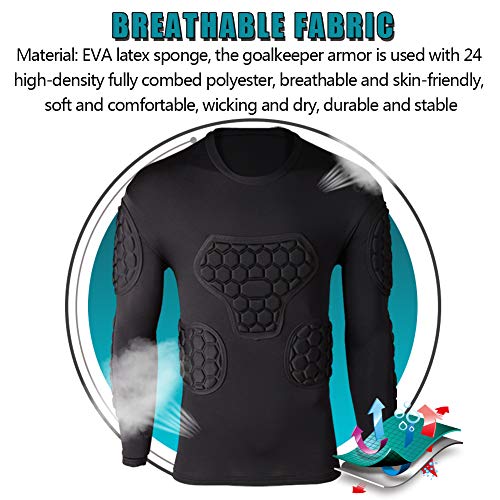 Shinestone Adult Men's Goalkeeper Armor BodyShield Padded Compression Long Sleeves Shirt with Sponge Protector for Football Baseball(Shirt-02,Large) - Image 4