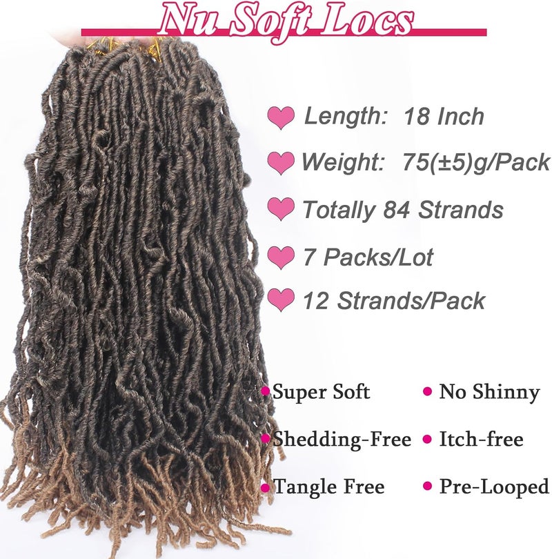 Leeven 18 Inch Ombre Blonde New Soft Locs Crochet Braids Hair 7 Packs Pre-looped Curly Wavy Goddess Faux Locs Crochet Hair for Women Afro Roots Synthetic Braiding Hair Extensions T27# - Image 4