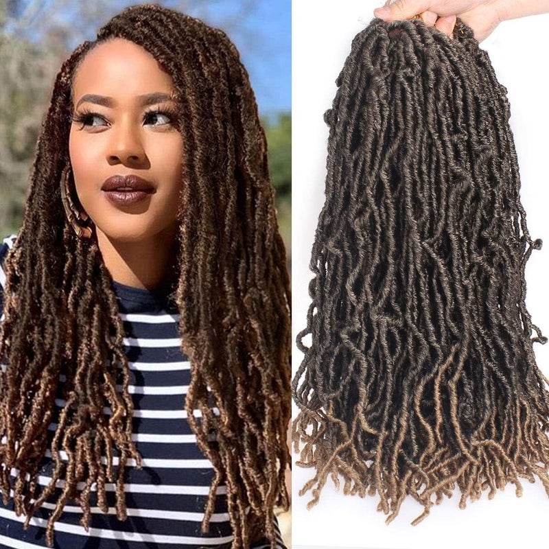 Leeven 18 Inch Ombre Blonde New Soft Locs Crochet Braids Hair 7 Packs Pre-looped Curly Wavy Goddess Faux Locs Crochet Hair for Women Afro Roots Synthetic Braiding Hair Extensions T27# - Image 1