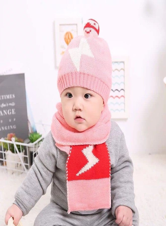 Zeki Winter Hats for Baby Boys & Girl's Knit Beanie Cap & Soft Muffler (Pink)-(6Month-2 Years) - Image 2