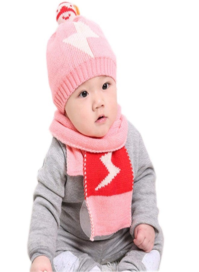 Zeki Winter Hats for Baby Boys & Girl's Knit Beanie Cap & Soft Muffler (Pink)-(6Month-2 Years) - Image 1