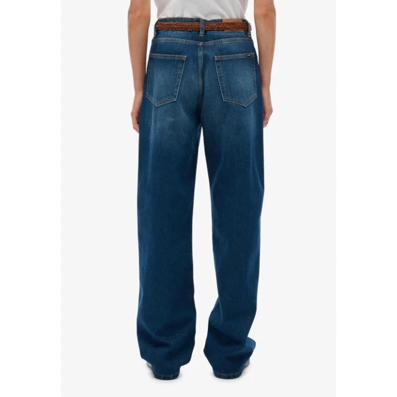 سوبر دراي جينز عضوي عالي الخصر واسع الساق