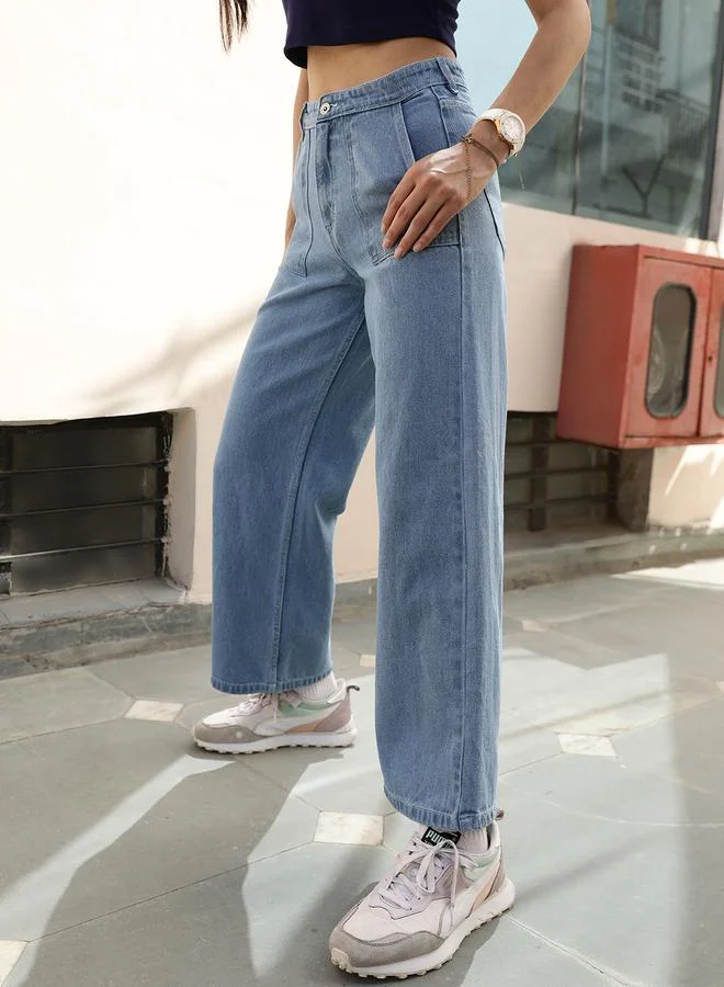 STREET 9 STREET 9 Women Blue High Rise Wide Leg Jeans