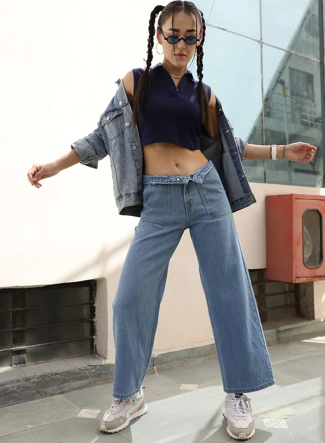 STREET 9 STREET 9 Women Blue High Rise Wide Leg Jeans