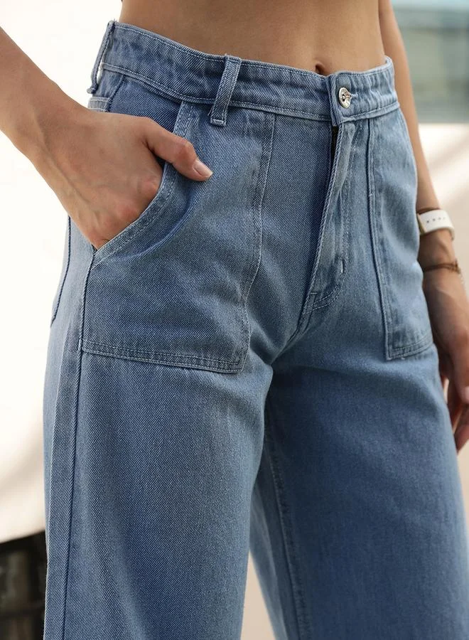 STREET 9 STREET 9 Women Blue High Rise Wide Leg Jeans