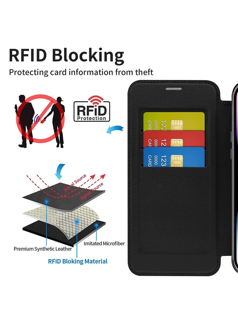 iPhone 15 Pro Case Cover Wallet Compatible with Magsafe Magnetic Shockproof Translucent Back Slim Full Camera Lens Screen Protective Flip Protector with Card Slot Leather Cover for iPhone 15 Pro - Image 5