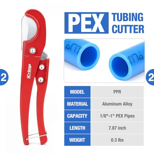 iCrimp PC-PC02KIT PEX Clamp Crimping Tool Kit with 1/2 inch(20 Pack) and 3/4 inch(10 Pack) PEX Clamp Rings, Pipe Cutter for PEX and Automotive Clamp Cinch and Removal - Image 3