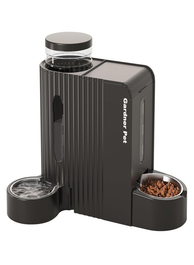 Gardner Pet Gravity Automatic 2-in-1 Pet Feeder, 0.8 Gallons*2 Cat Feeder and Water Dispenser Set, 100% BPA-Free and Stainless Steel Water Bowl for Dogs, Cats, Rabbits, Puppies (Black) - Image 1