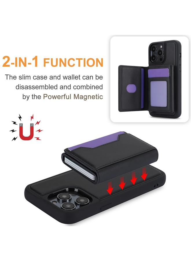 S-TOP Case For iPhone 15 Plus RFID Anti-theft Detachable Card Bag Leather Phone Case - Image 2