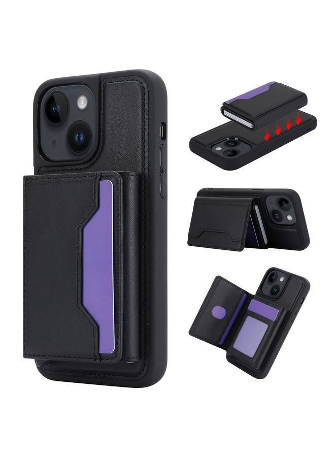 S-TOP Case For iPhone 15 Plus RFID Anti-theft Detachable Card Bag Leather Phone Case - Image 1