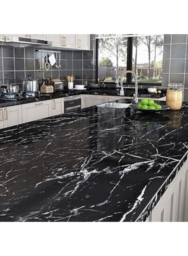 Self-adhesive marble roll - for kitchen, office and furniture - black - size 5 meters * 60 cm - Image 2