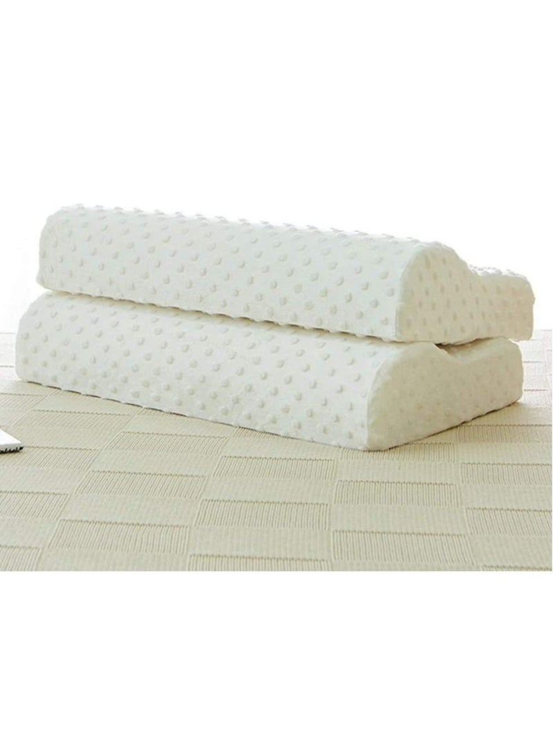 ELTRAZONE Cervical Orthopedic Memory Foam Pillow Standard Size Neck & Back Support Pillow for Sleeping with Removable Zipper Cover (23” L x 13.8” W x 4” H | Color: White | 2pcs Set - Image 5