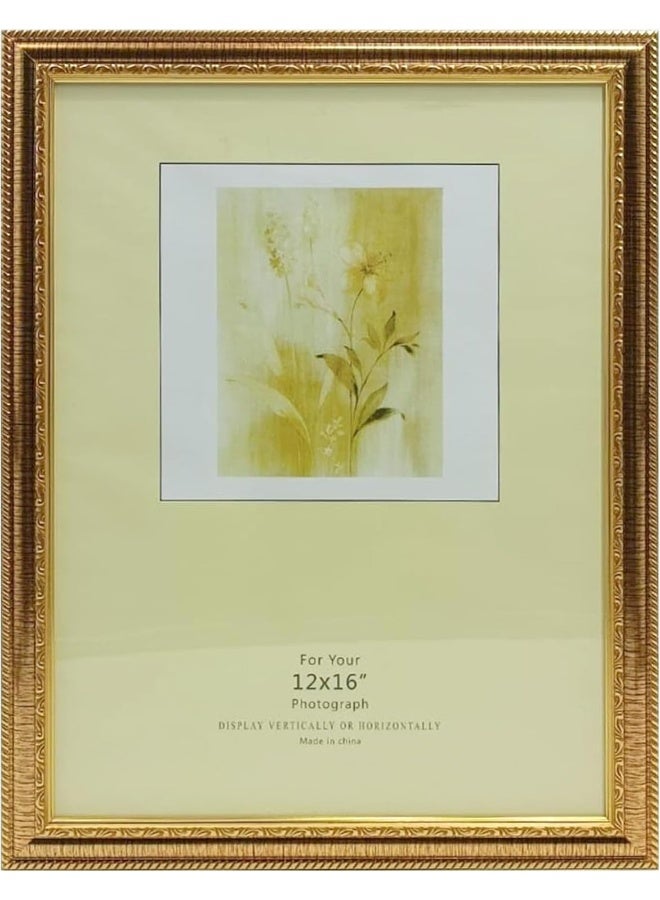 DECORHILLS FRAMES & DECOR Classic Gold Border Design Photo - Elegant Home and Memorable Gift, 12x16 Inch - Image 1