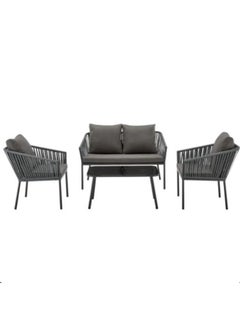Sampa Rattan Sampa 4-Piece Outdoor Patio Set – 120cm Sofa, 2 Chairs & Table in Grey  - Image 1